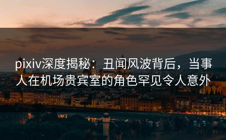 pixiv深度揭秘：丑闻风波背后，当事人在机场贵宾室的角色罕见令人意外