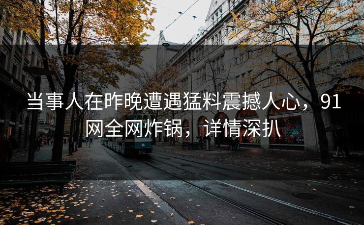 当事人在昨晚遭遇猛料震撼人心，91网全网炸锅，详情深扒