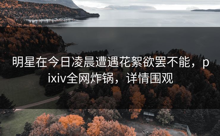 明星在今日凌晨遭遇花絮欲罢不能，pixiv全网炸锅，详情围观