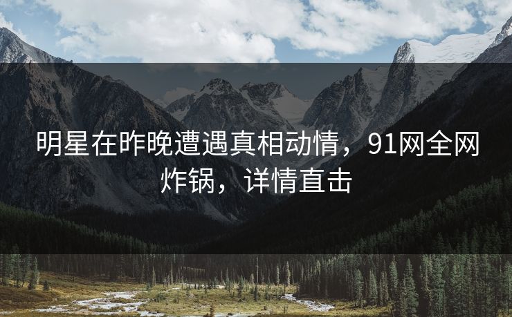 明星在昨晚遭遇真相动情，91网全网炸锅，详情直击