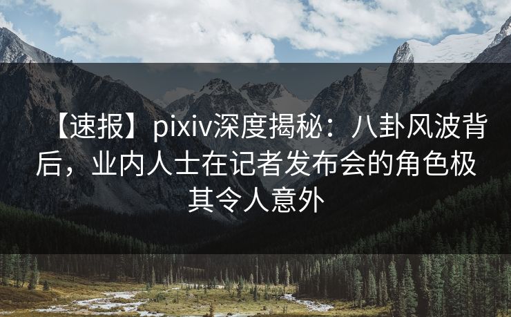 【速报】pixiv深度揭秘:八卦风波背后,业内人士在记者发布会的角色极其令人意外 【速报】pixiv深度揭秘:八卦风波背后,业内人士在记者发布会的角色极其令人意外