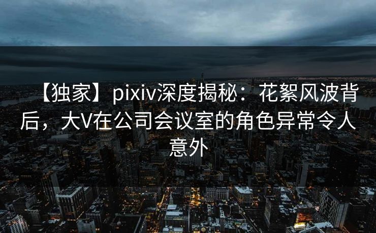 【独家】pixiv深度揭秘:花絮风波背后,大V在公司会议室的角色异常令人意外 【独家】pixiv深度揭秘:花絮风波背后,大V在公司会议室的角色异常令人意外